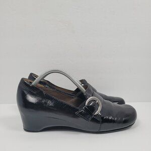 Josef Seibel Women's Black Patent Leather Cross Strap Loafers 87452 US Size 7.5